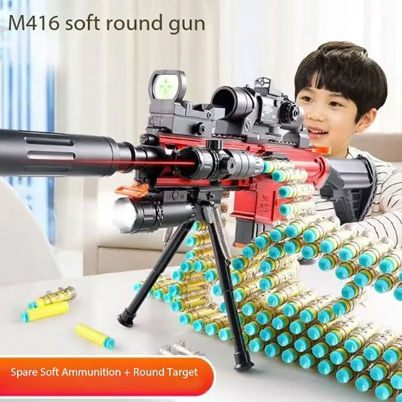 M416 semi-automatic electric repeater toy gun for boys and children soft bullet gun replica Gatling machine gun toy gun