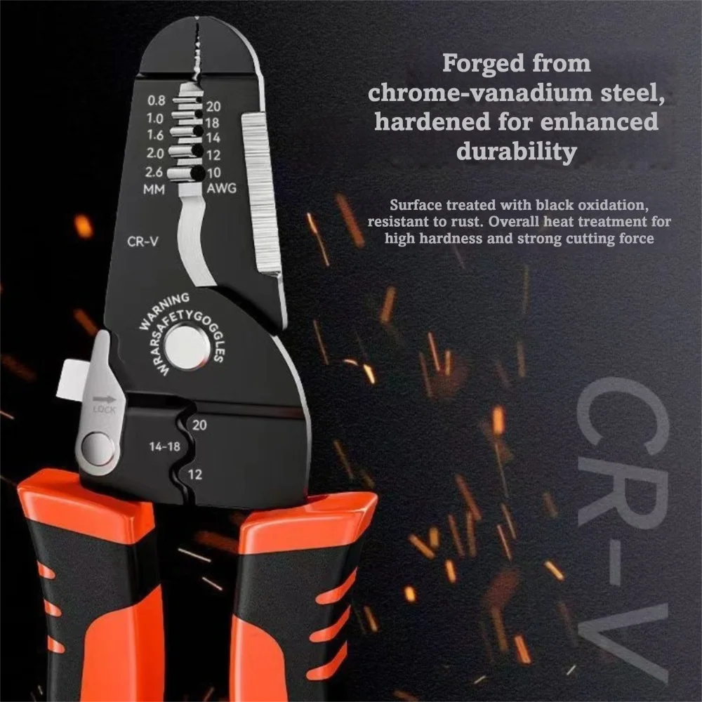 Multifunctional Wire Stripping Pliers Coil Spring Red/Black Color Cable Stripping Tool High Carbon Steel Cutting Pliers