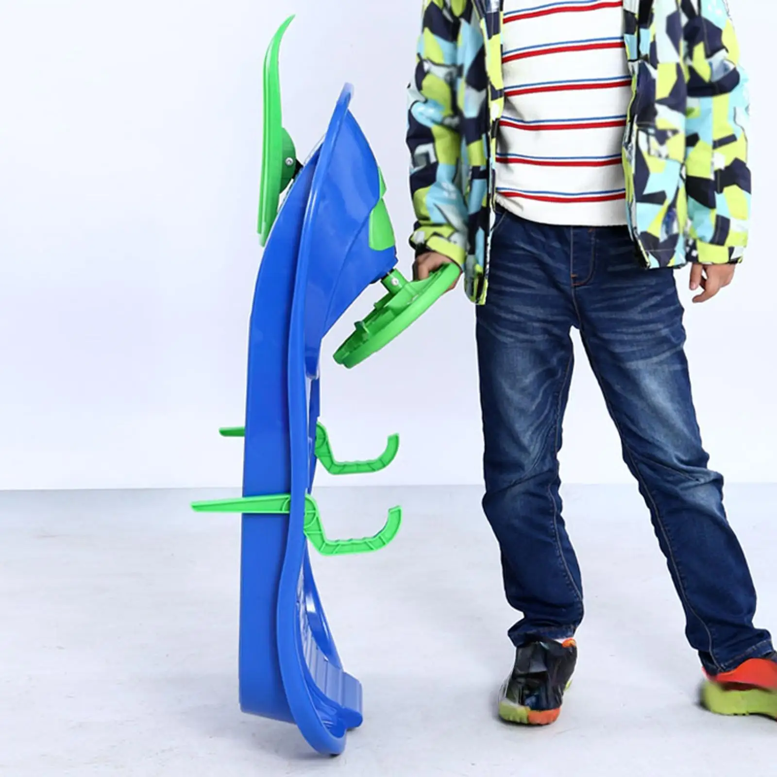 

Snow Sled with Steering Wheel and Brake Ski Sled Outdoor Unique Multifunctional Winter Sled for Girls Children