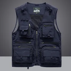 Veste de pêche ultralégère pour homme, gilet en maille, multi-poches, séchage rapide, été