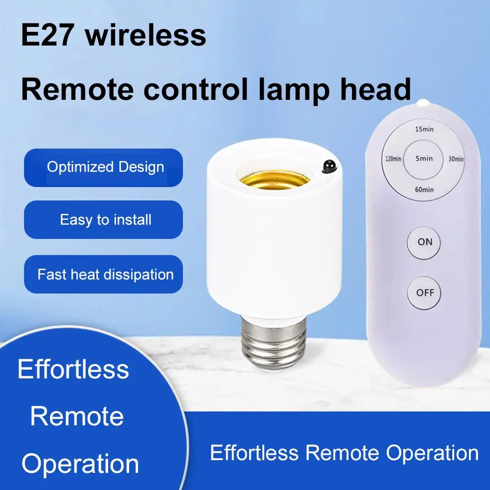 E27 Wireless Remote Control Smart Timer Switch Lamp Holder 85V-265V House Multi Light Switch Baby Room Bedroom Timer Switch