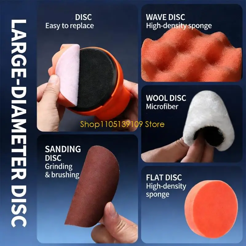 P5ED Quiet Cordless Car Buffer Applicator Tool Featuring Low Noise Technology for Comfortable Polishing in Residential Area