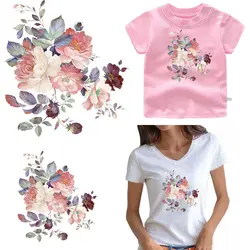 Beautiful Chinese rose Iron On Transfer DIY Washable Thermal Sticker On T-shirt Bag Color Fine Patch For Clothing Top Applique