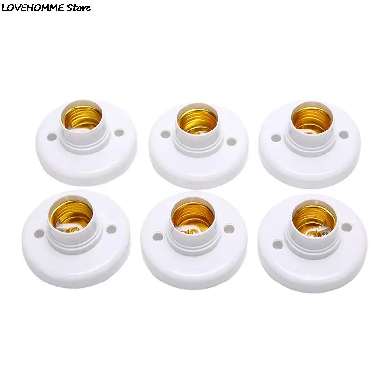 6pcs E27 Screw Cap Socket White Ceiling Light Lamp Bulb Fixing Base Stand Light Bulb Holder