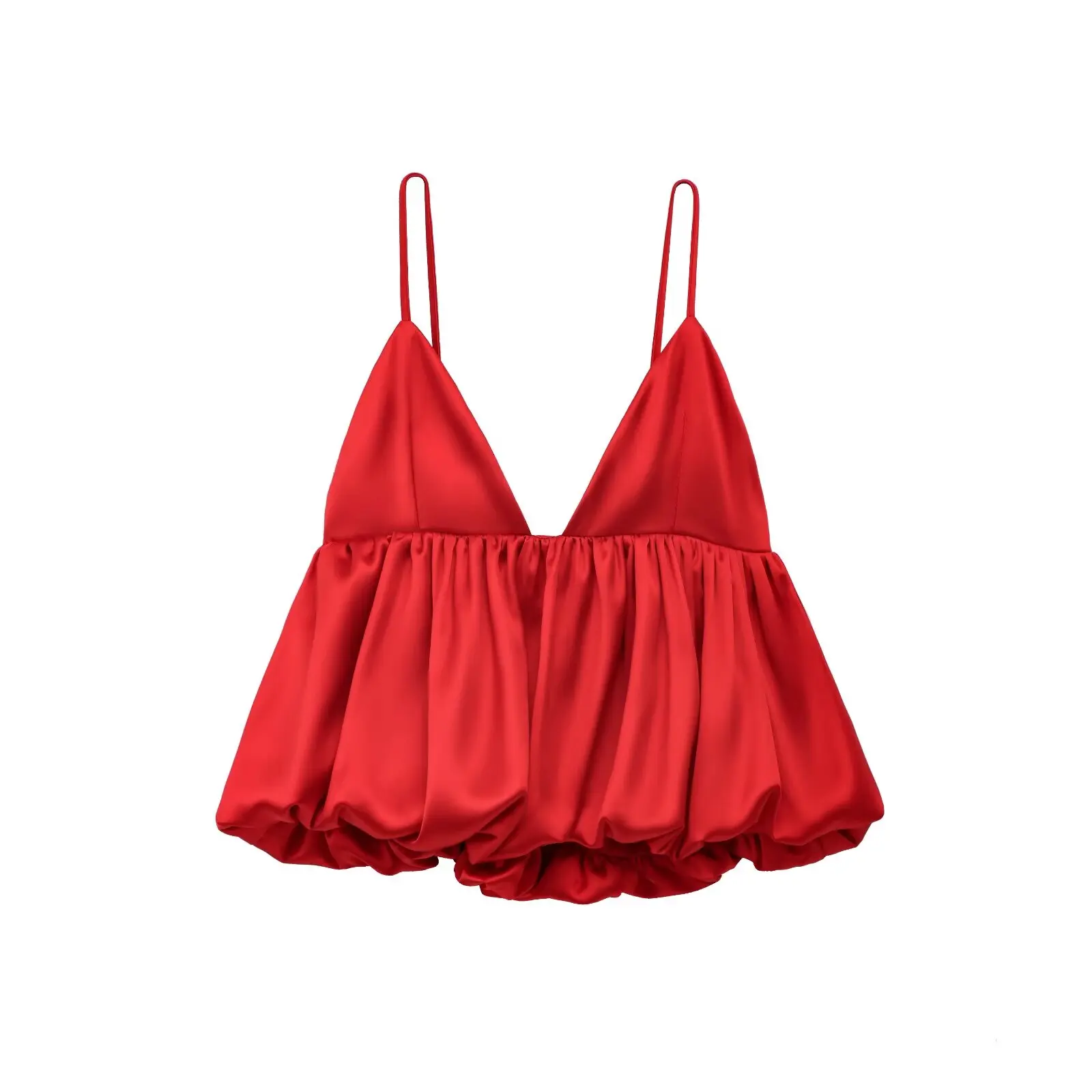 JNLEAOG Spring New Women's Faion Design Silk Satin Puffy Top 230865600 High Waist Silk Blend Polyester Summer Dr