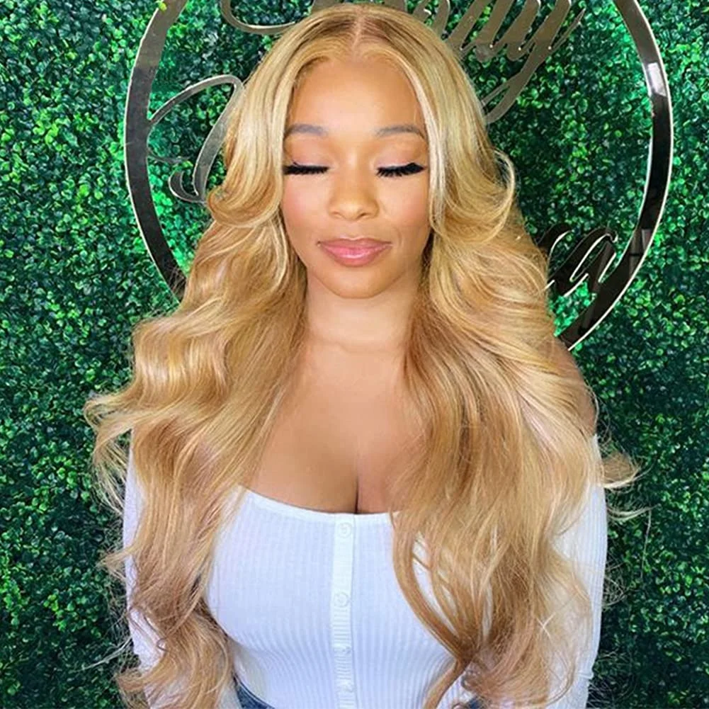 الجسم Wave13 × 6 الدانتيل الجبهة خصلات الشعر المستعار الإنسان 220% الكثافة العسل شقراء شفافة قبل قطعها الدانتيل الباروكة الأمامية للنساء 27 #