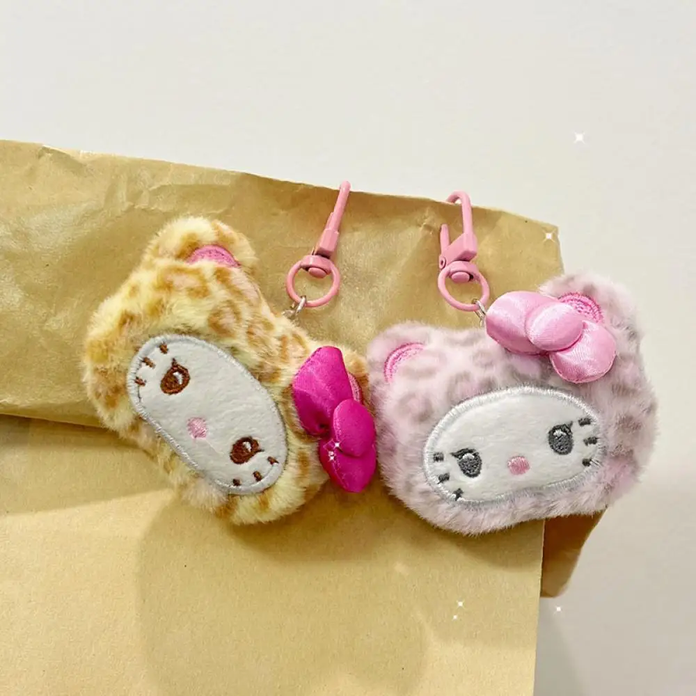 Sanrio Leopard print Hello Kitty Plush pendant Plush Key buckle Bag decoration Cartoon Anime periphery birthday Holiday gifts