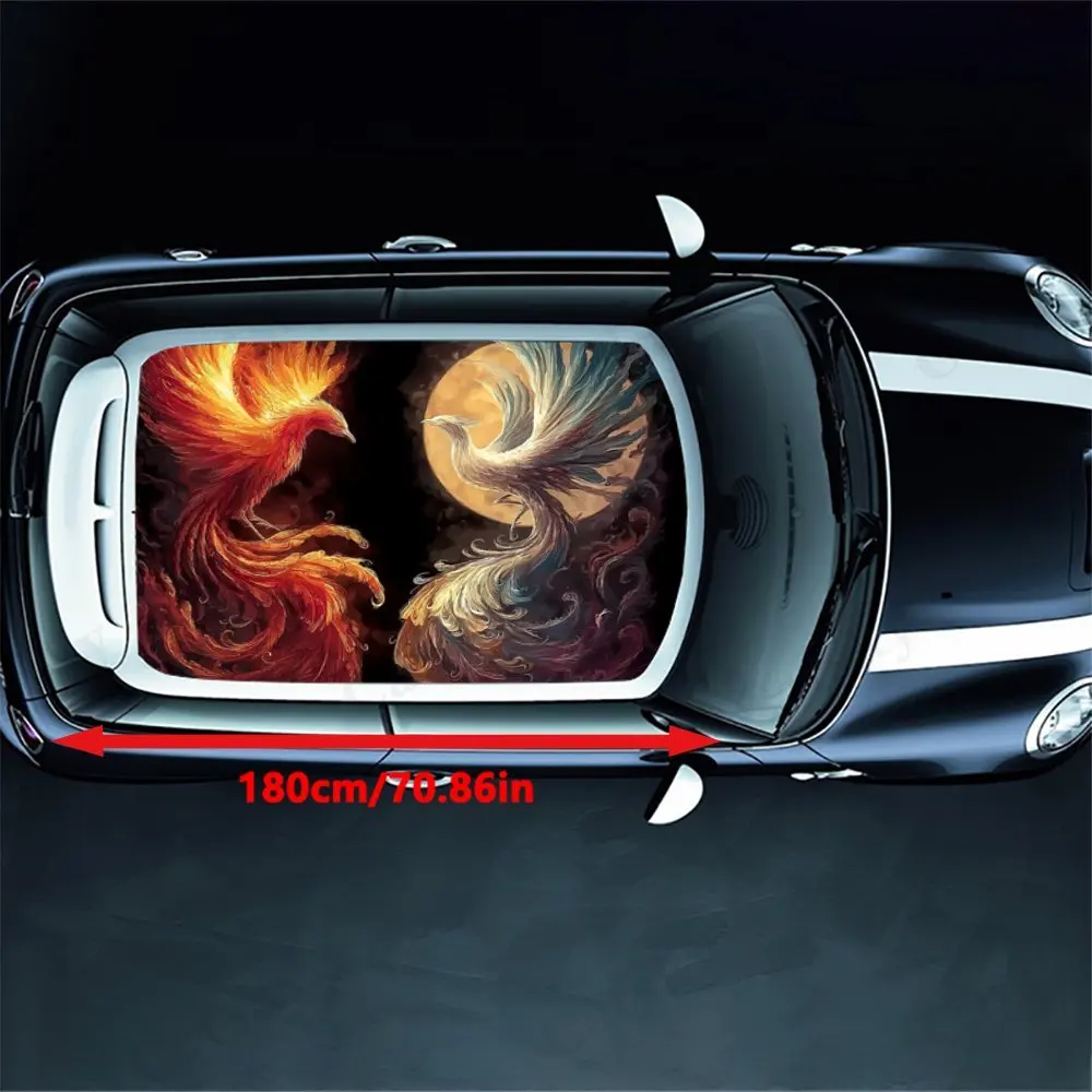 Golden Phoenix and White Phoenix PVC material self-adhesive waterproof car roof sticker, paste firm and anti-ultraviolet, waterp