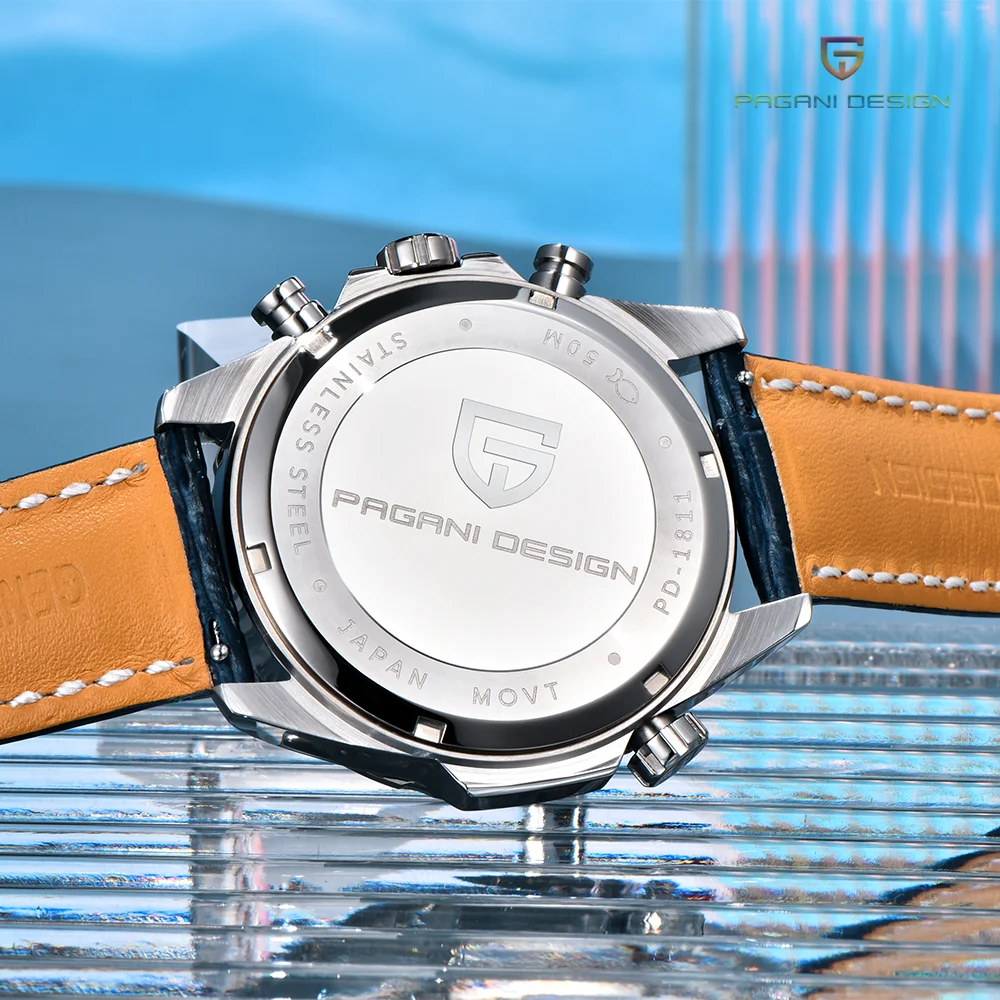 2025PAGANI تصميم جديد 44 مللي متر رجال الأعمال ساعة كوارتز مقياس دوار الهاتفي كرونوغراف 50 متر مقاوم للماء ضوء الليل ساعة رجالي #6