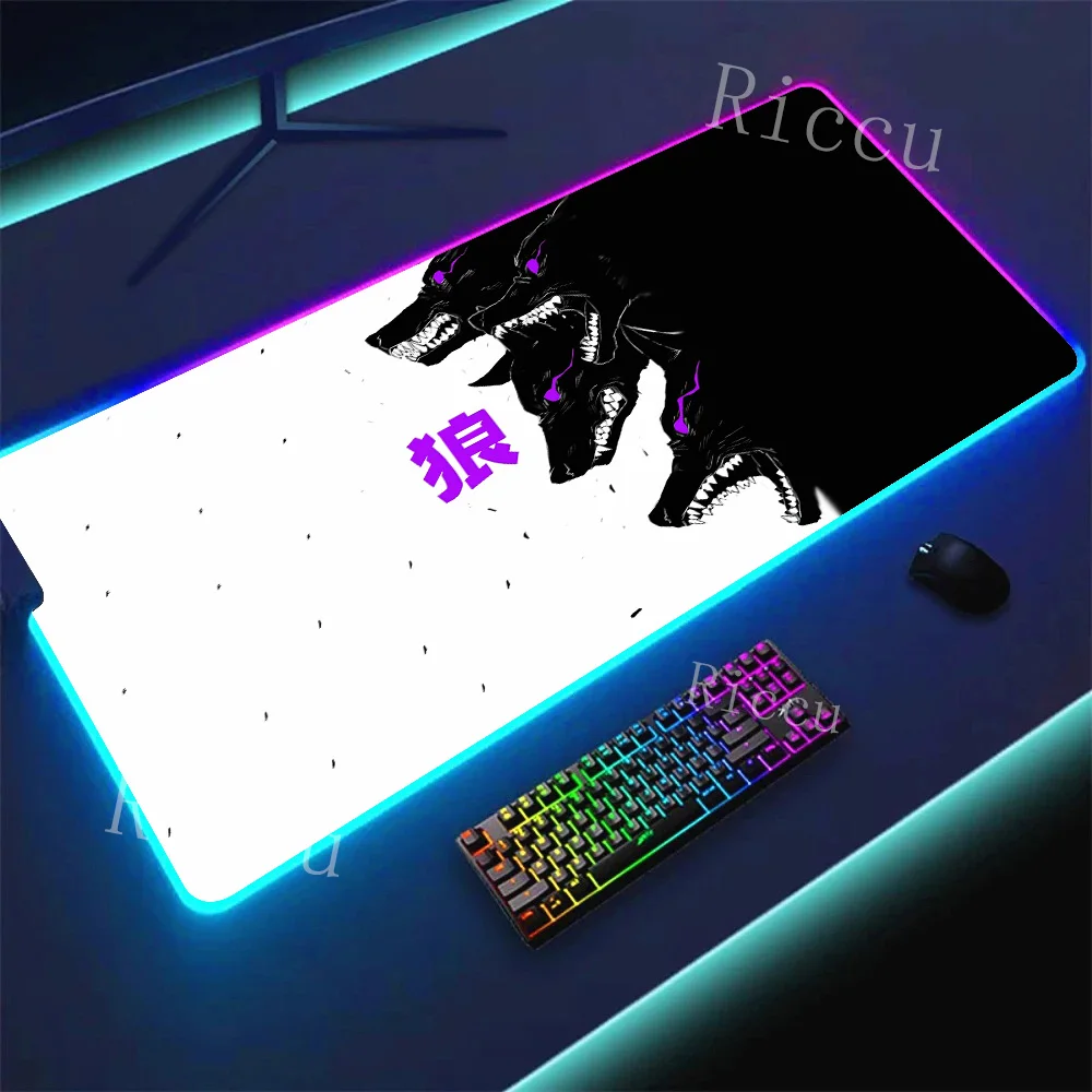 

RGB Japanese Wolf MousePad Gaming Home Mousepad Keyboard Mat Office Carpet Laptop MicePad Desk Accessory PC peripherals E-Sports
