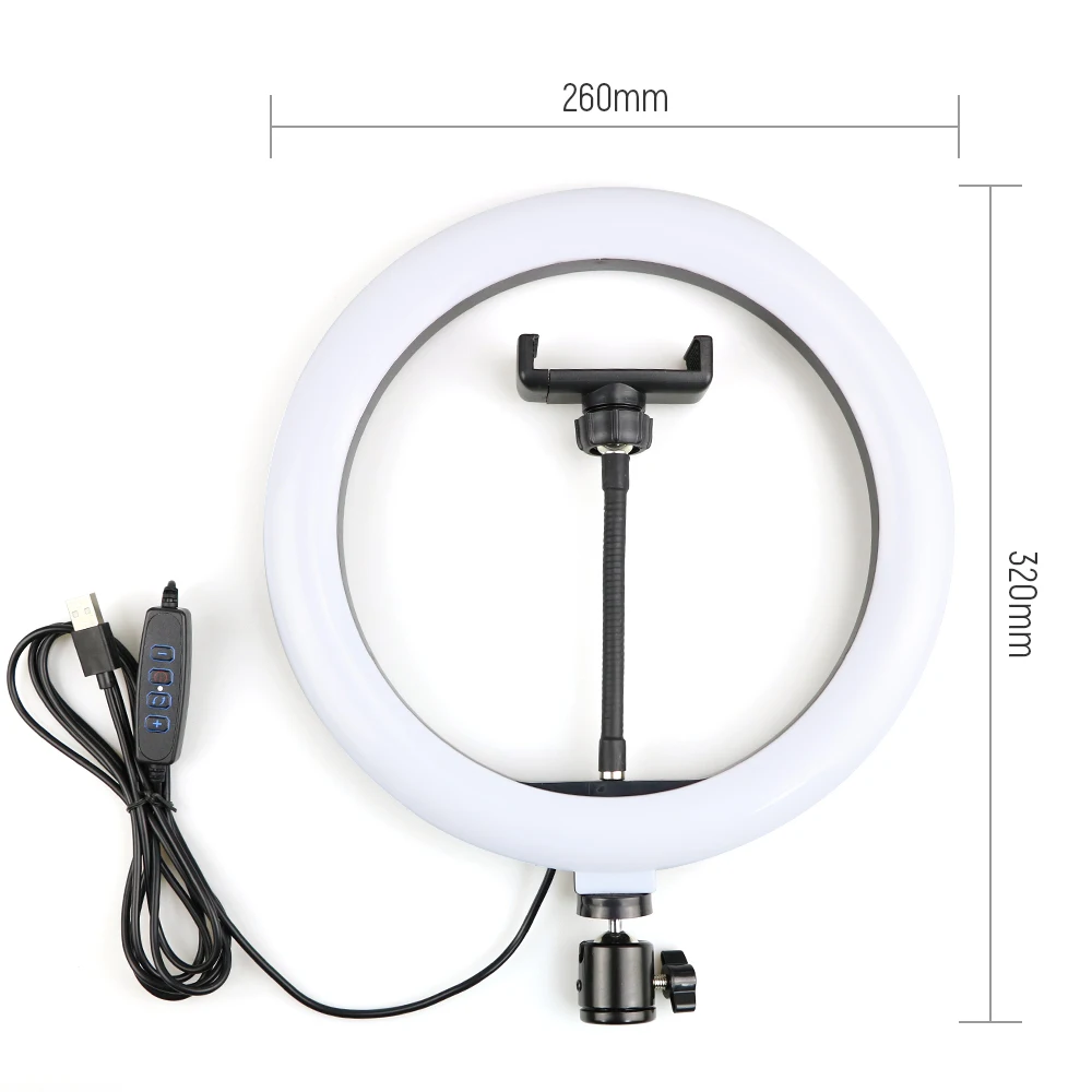 Profissional LED Selfie Ring Light Camera Phone USB ring lamp Photography Light With Long Arm Holder Stand For Youtube VK