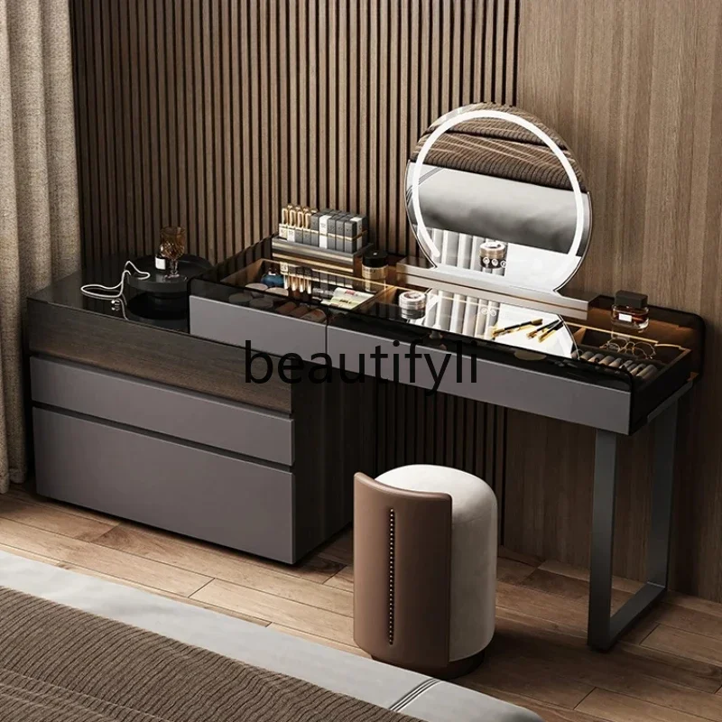 

A16 Italian light luxury solid wood dresser chest cabinet integrated bedroom high-end retractable makeup table