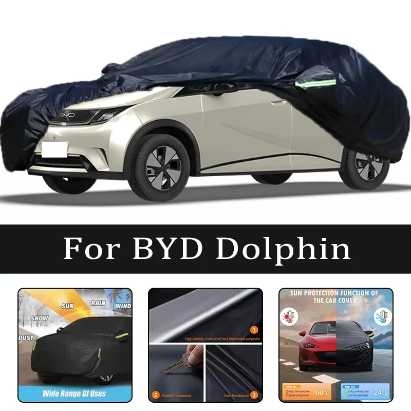 

For BYD Dolphin Car Covers Outdoor Waterproof Dustproof Sun Rain Snow Protection Thick Oxford Cloth Car Accessories