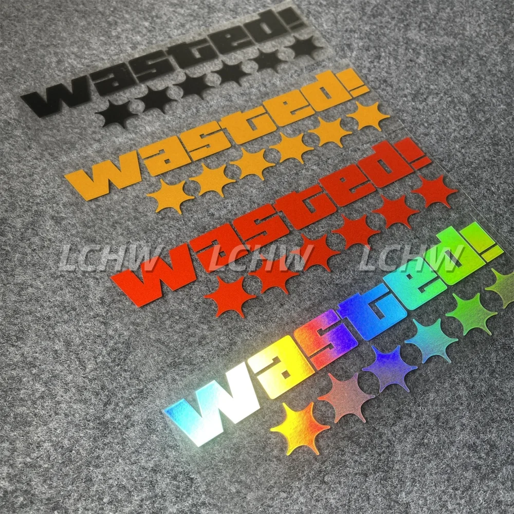 Car Stickers for Game Text Wasted Star Modified Auto Body Window Decals Sponsor Modified Tape Motor Racing Graphics