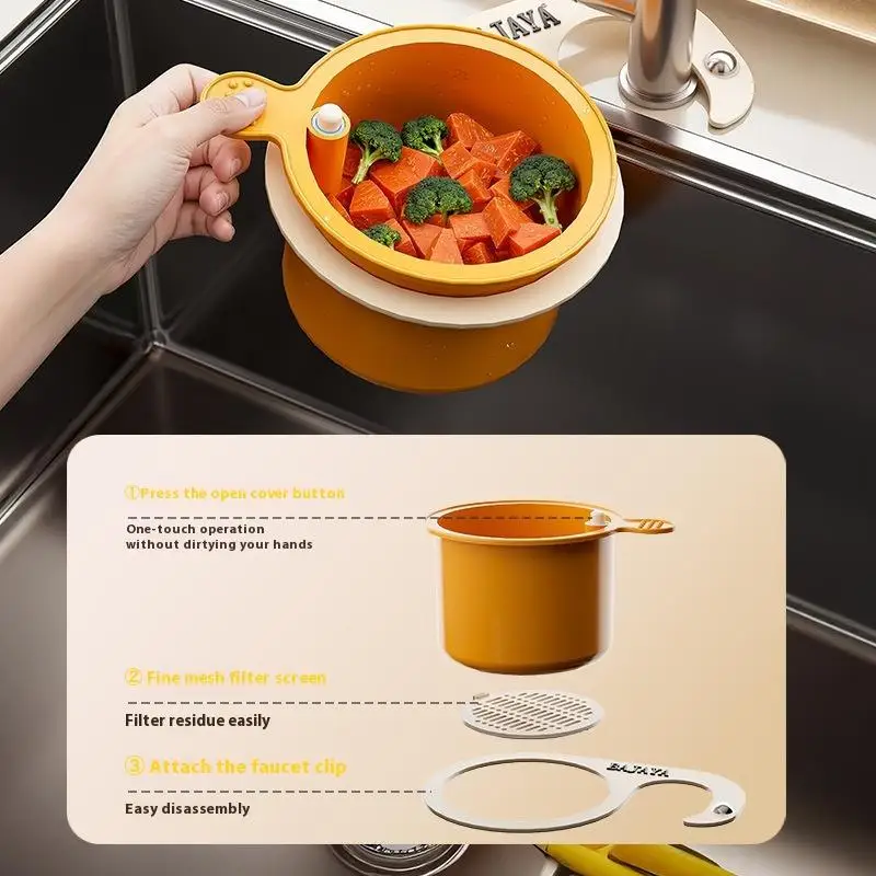 

Kitchen Sink Filter Drainage BowlLeak-Proof Filter Multifunctional Strainer BasketAdjustable Hanging Sink Drain Basket