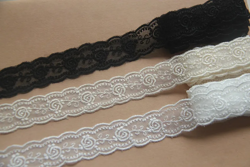 Beige White Black Lace for Needlework, DIY Lace, Embroidered Trims, Sewing Material, Homemade Bow, Hair Accessories, 5 Yard