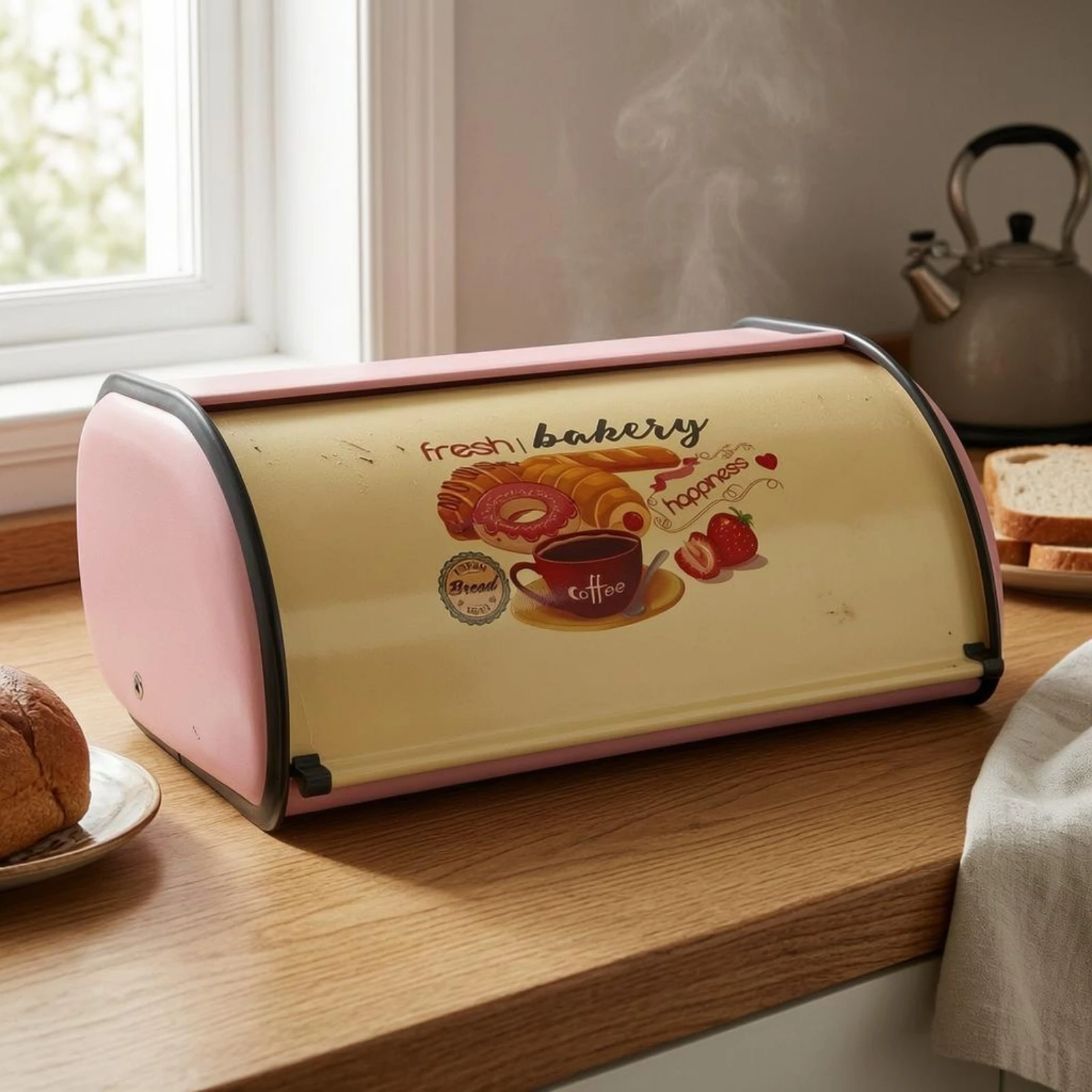 Retro Bread Box Countertop Flip-Top Bread Box