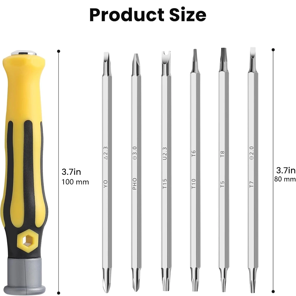 Mini Screwdriver Set 12 in 1 Precision Repair Tool Kit with Torx Phillips Slotted Magnetic Drill Bits for Camera Drone Watch PC