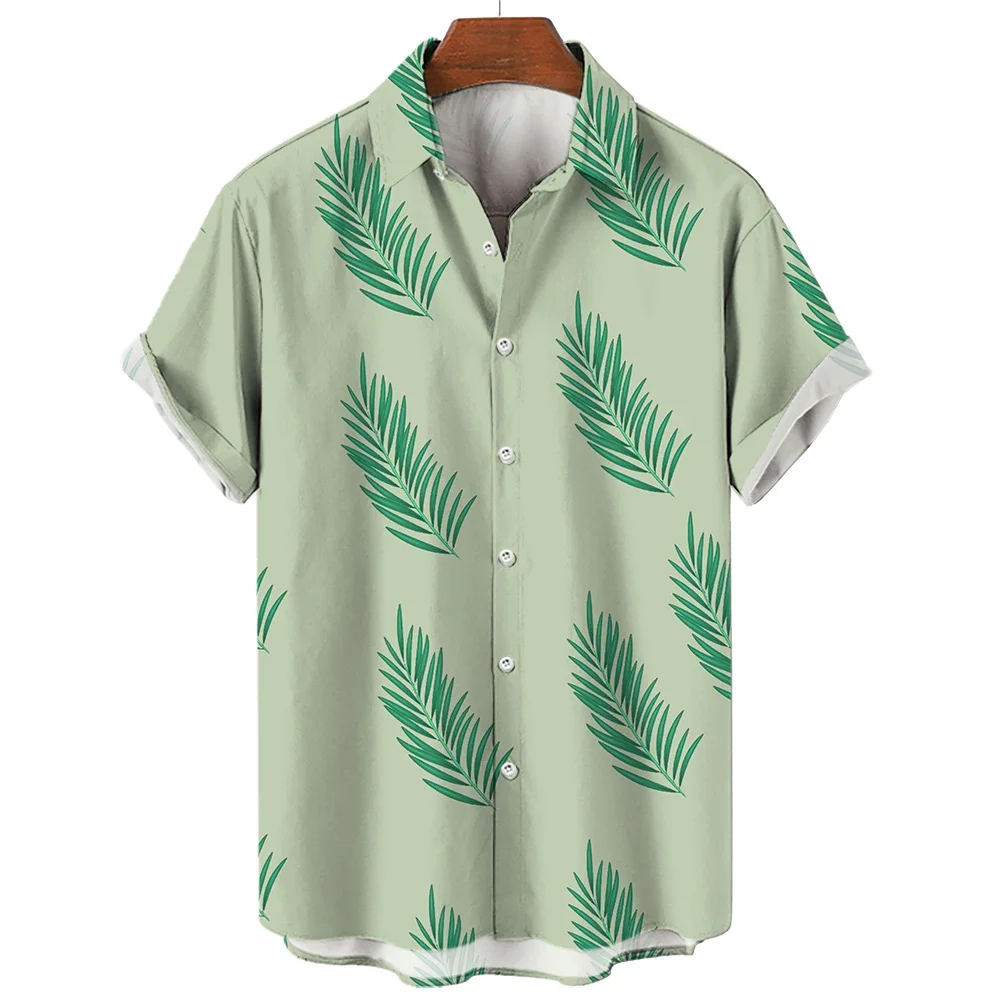 Summer Shirts Men Women Fashionable Botanical Print Design Short Sleeve Button Up Shirt Tops