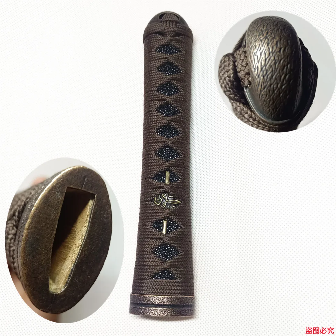 Unique 21CM Rikko Tsuka Handle Alloy Fuchi Menuki Kashira Silk Ito Fittings F Japanese Wakizashi Sword Katana Hilt Parts