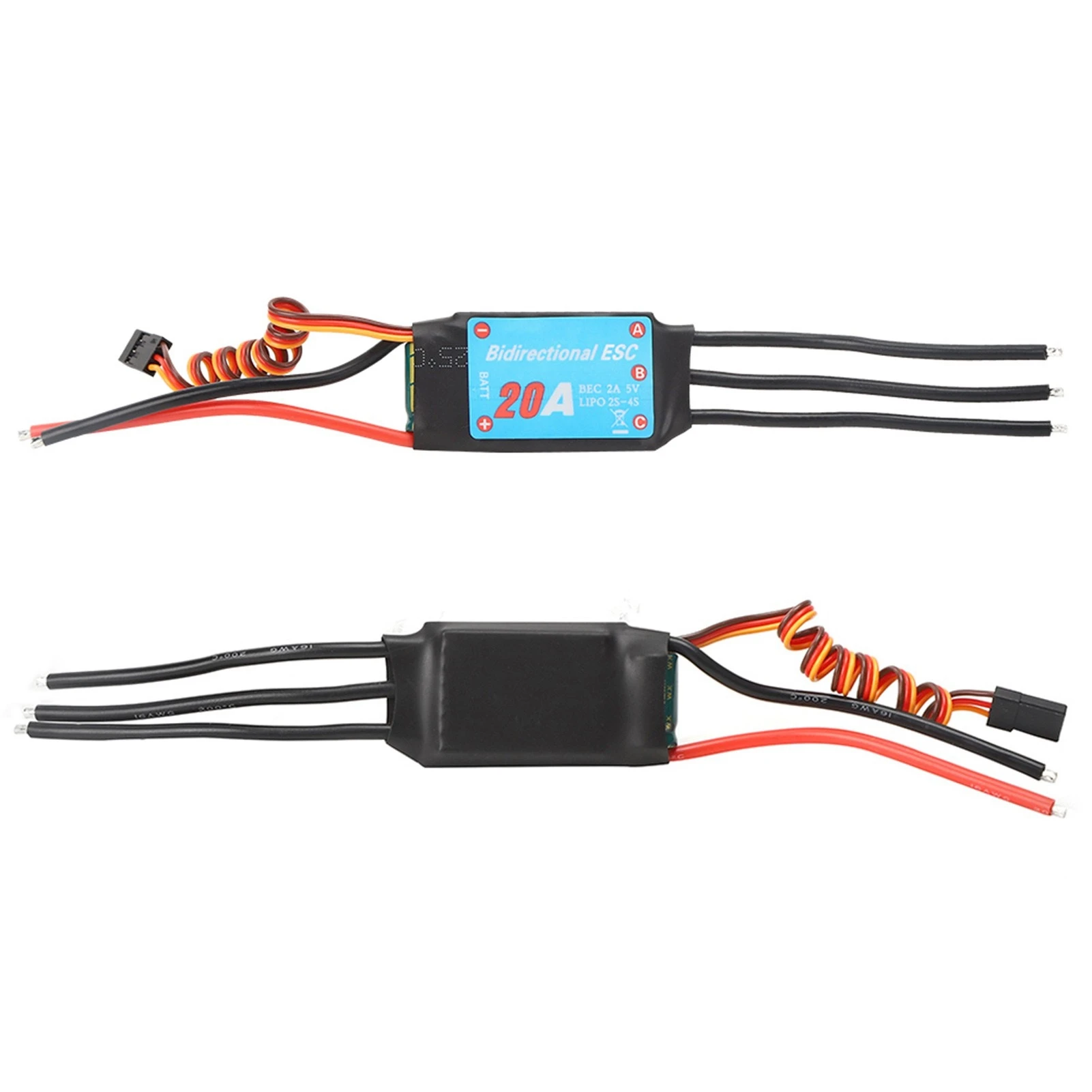 Two Way Brushless ESC Electronic Speed Controller for RC Car Ship Underwater Propeller(20A )
