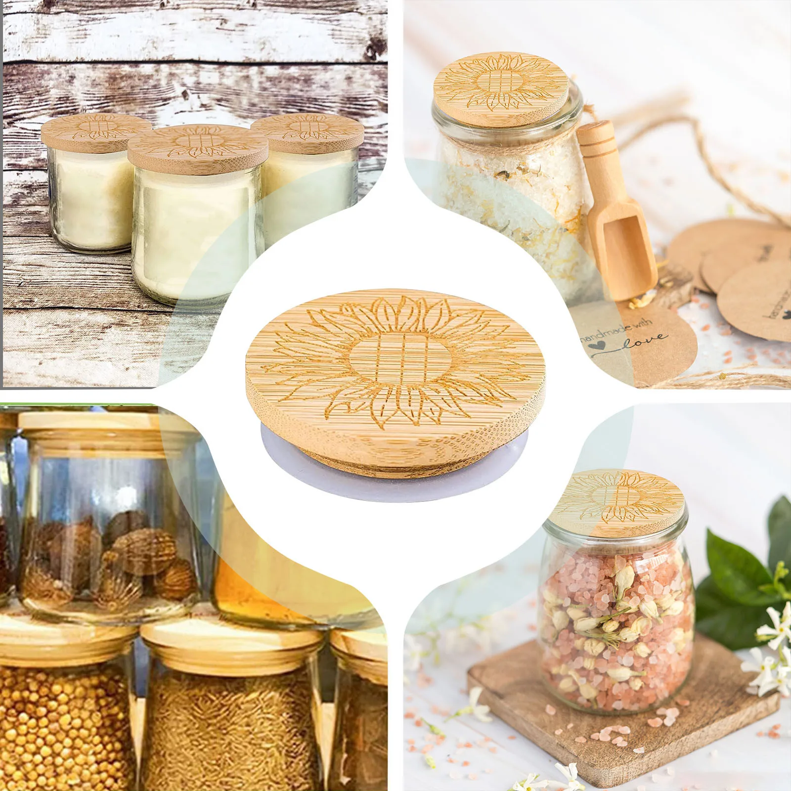 

Деревянная крышка для чашек с подсолнухом, герметичные крышки для бутылок, бытовые кухонные инструменты, герметичные крышки для чашек, многофункциональные кухонные гаджеты