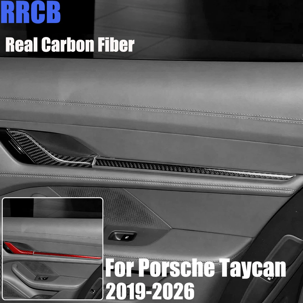 

Real Carbon Fiber Car Accessories Door Strips Set Cover Soft Sticker For Porsche Taycan 2019 2020 2021 2022 2023 2024 2025 2026