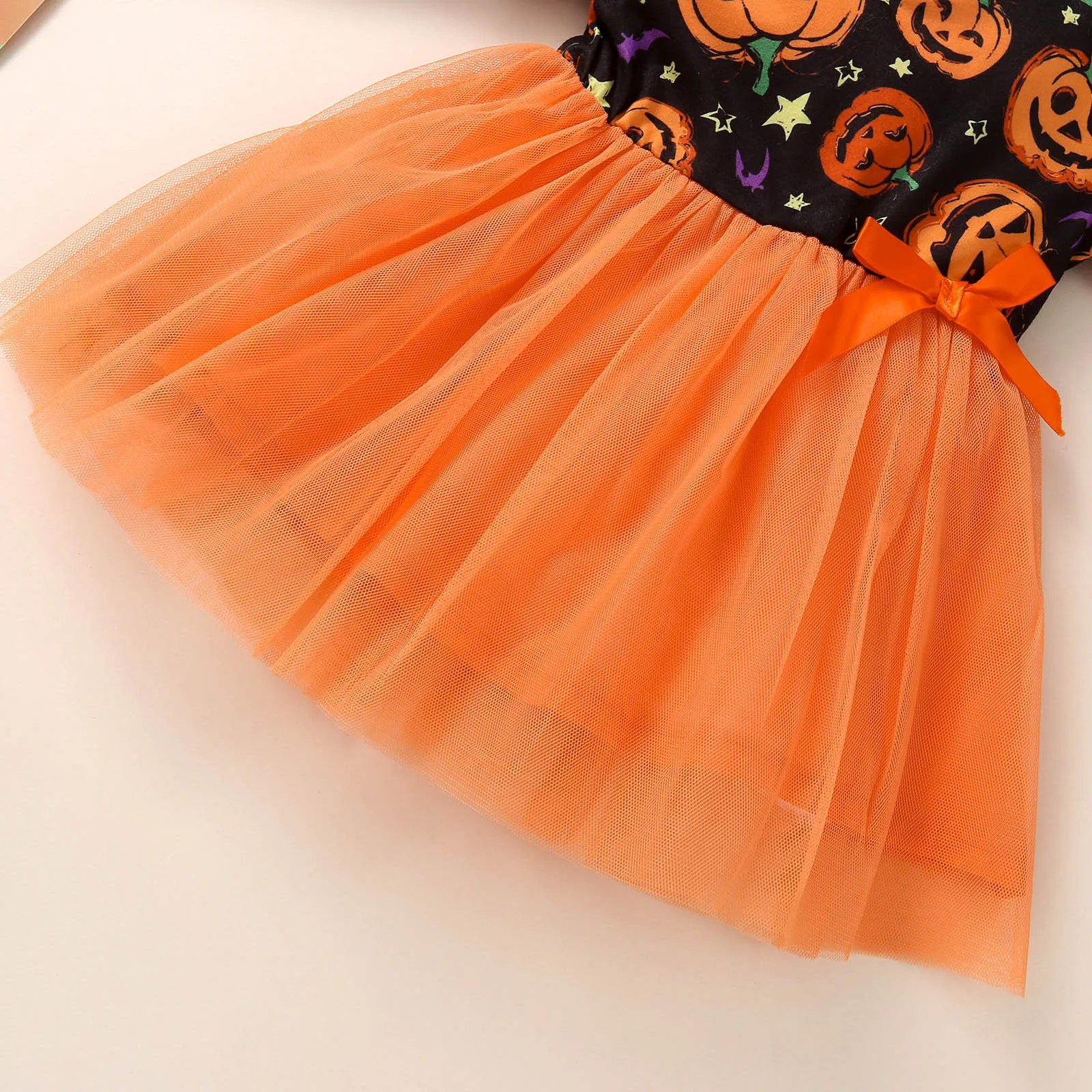 Short Sleeve Girls Dresses Pumpkin Baby Printed Tulle Princess Clothes Girl Dress Toddler Cartoon Girl Dog Christmas Dress