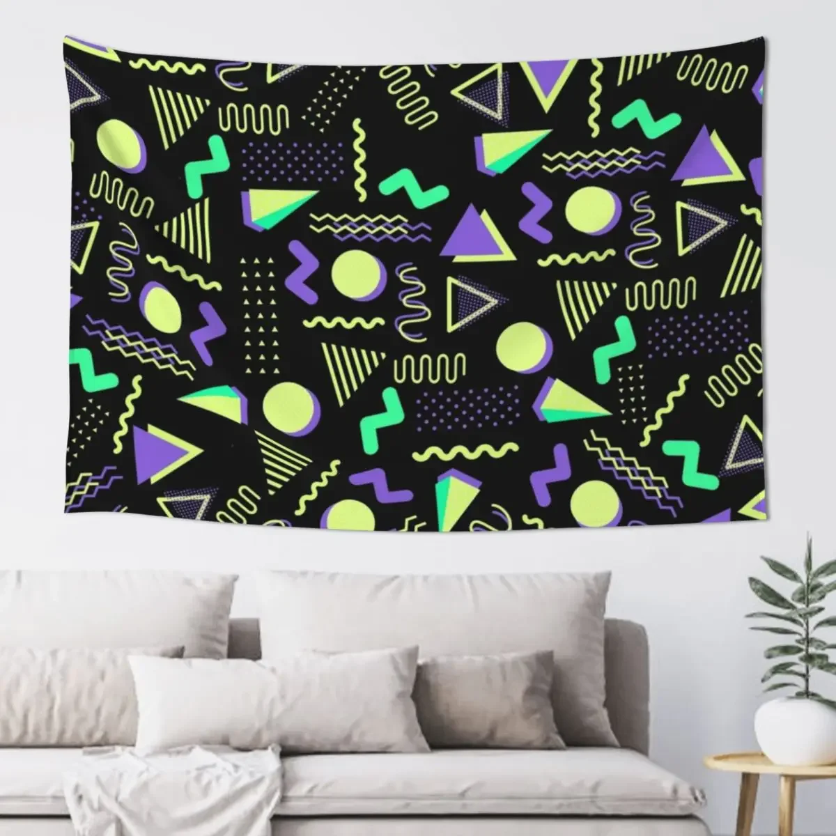 

Geometrical retro lime green neon purple 80's abstract pattern Tapestry Room Decor Room Decor Aesthetic For Bedroom Tapestry