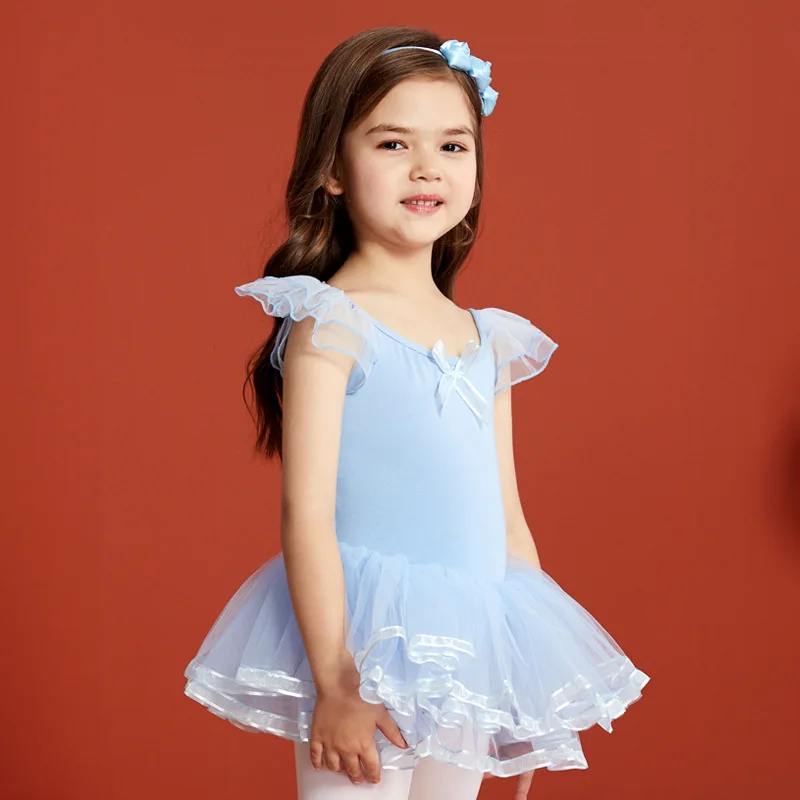 Children's dance costumes girls' short sleeved training costumes summer suspender dance dresses ballet dresses performance