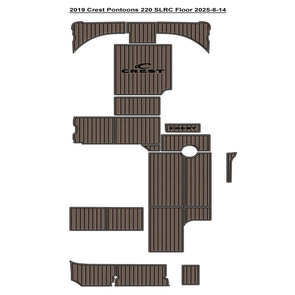 

2019 Crest Pontoons 220 SLRC Платформа для плавания Кокпита Pad Лодка Напольный коврик из пены EVA из тикового дерева SeaDek Самоклеящийся стиль Gatorstep snf9j3f