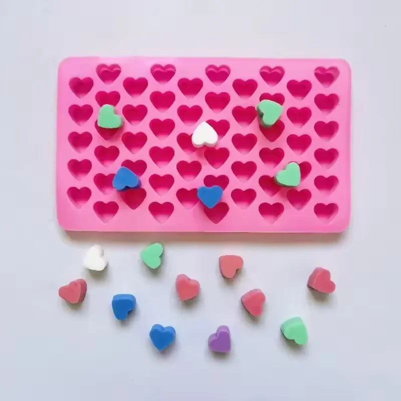 DIY Tray Biscuit Ice Cube Baking Mold Decorating Tools Cute Silicone 55 Grids Heart-shaped Cake Chocolate Soap Mold