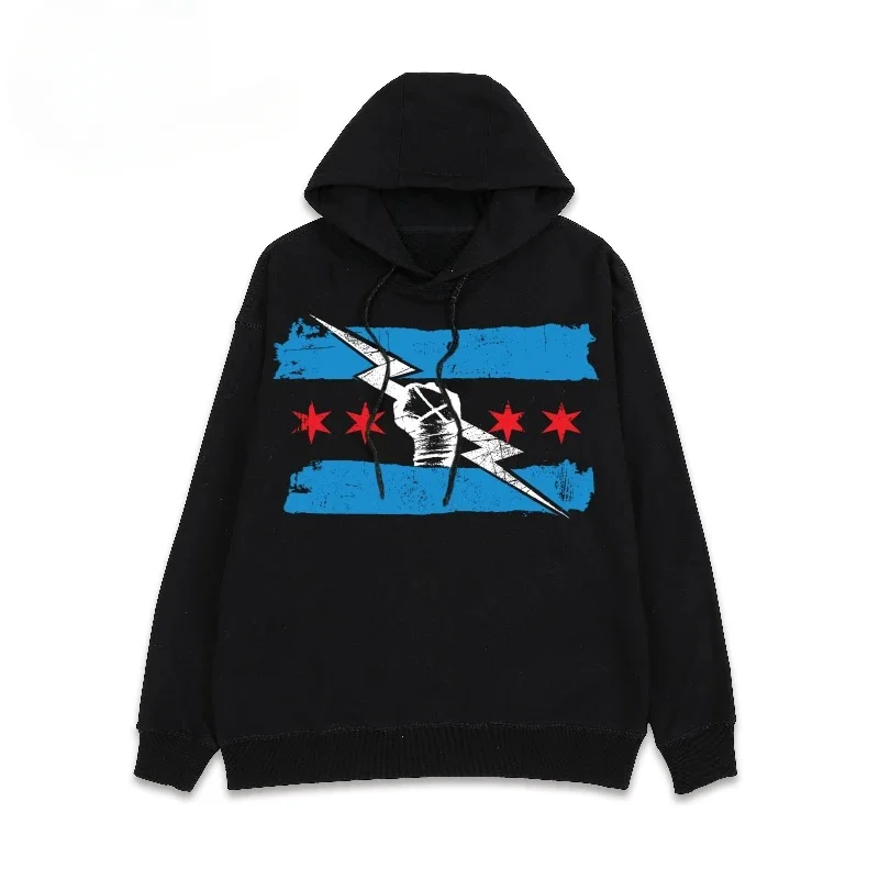 2025 الخريف والشتاء الرجال والنساء مطبوعة القطن الخالص هوديي بأكمام طويلة سلسلة فاسق الموضة الأمريكية WWE جديد فضفاض #2