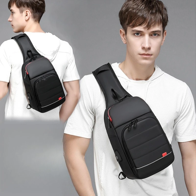 

Durable Oxford fabric men's crossbody bag, water-resistant versatile chest bag, simple and casual commuting single-shoulder bag