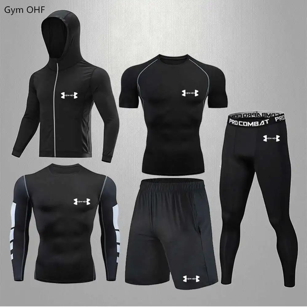 Yoga Gym Fitness Tracksuit Clothes Jogging Breathable Sportswear Football Fitness Sports Suit MMA Men Compression Tight Pants