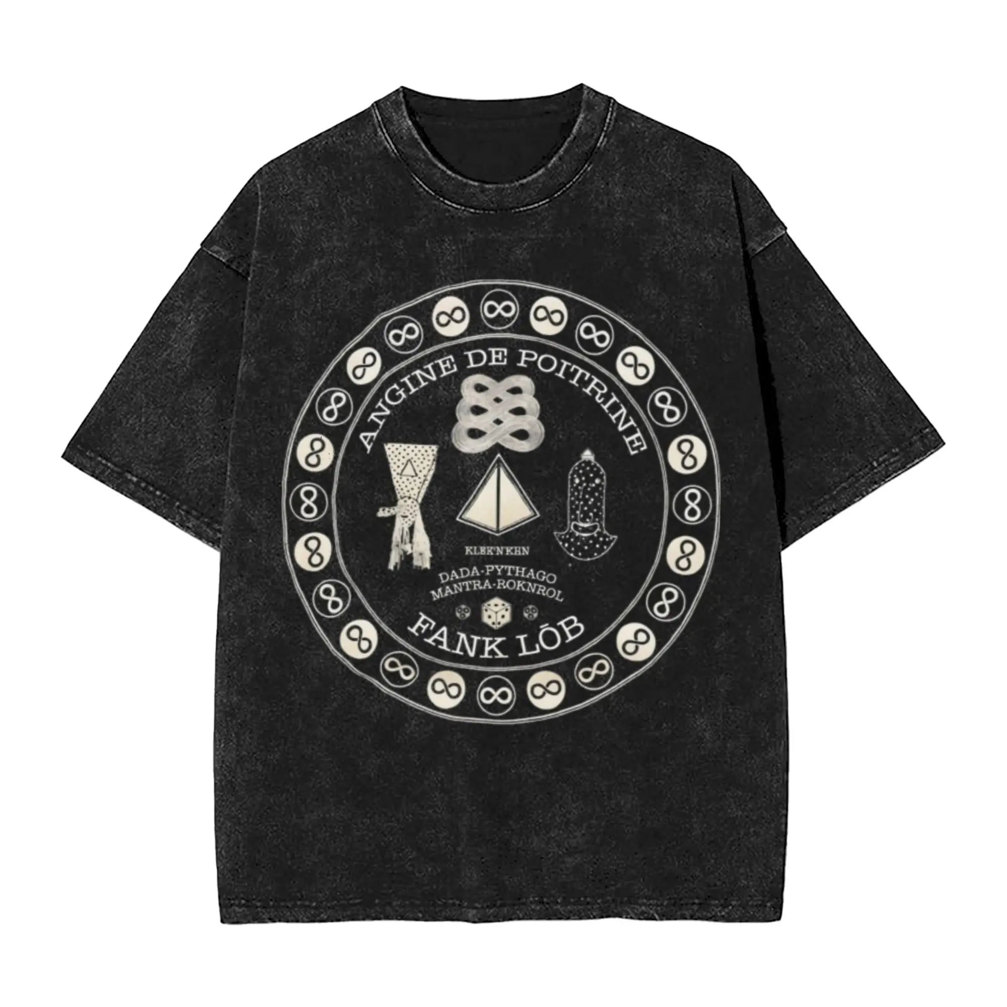 Camiseta Rock Band Angine de Poitrine Hip Hop Lavada 100% Algodão Harajuku para Homens e Mulheres Tops Streetwear Camisetas de Verão