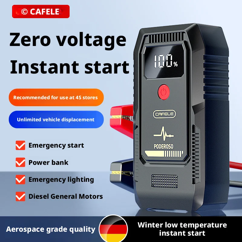 800A Peak Jump Starter, Portable 12V Car Battery Booster, Emergency Power Bank, Smart Clamps, USB Charger, LED Light.