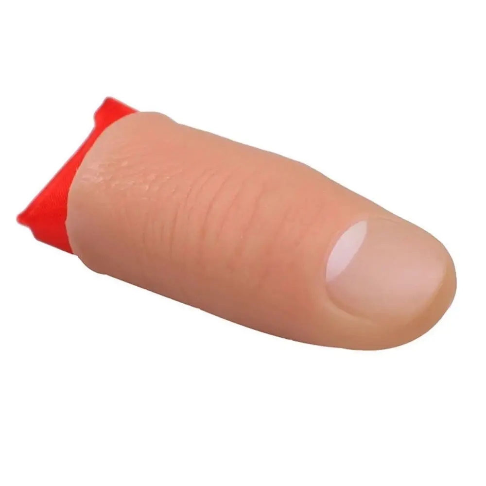 Magic Trick Props Close Up Vanish Appearing Plastic Finger Thumb Tip + Red Silk Stage Show Props Rubber Prank Toy Tool Gifts