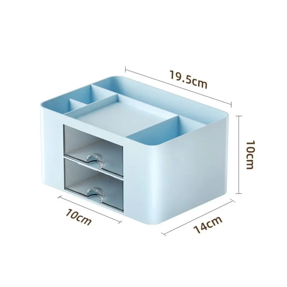 Large Capacity Stationery Storage Box PSHIPS Multifunction Desktop Storage Case With Drawers Solid Color Desk Organizer
