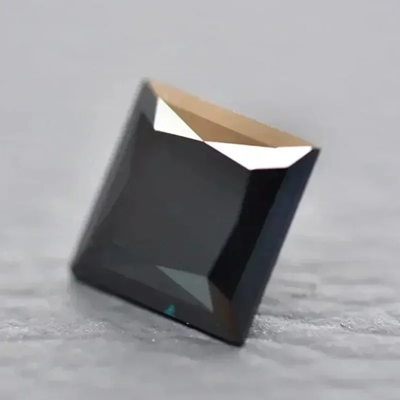 Moissanite Stone Black Color Princess Cut VVS1 with GRA Certificate for Gemstone Charms Top Jewelry Making Materials