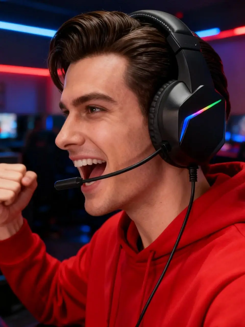 H21 bedrade hoofdtelefoon gamen, computer, muziek Past op online cursussen, conferenties, verjaardagen. Werkt met PS4/PS5/Xbox/Switch/ - afbeelding 2
