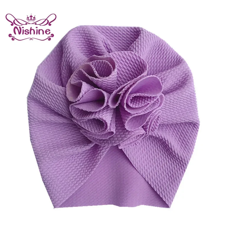 1PCS Flower Baby Hat Newborn Elastic Infant Turban Hats for Girls Cotton Kids Children Beanie Cap Headwear Photo Props