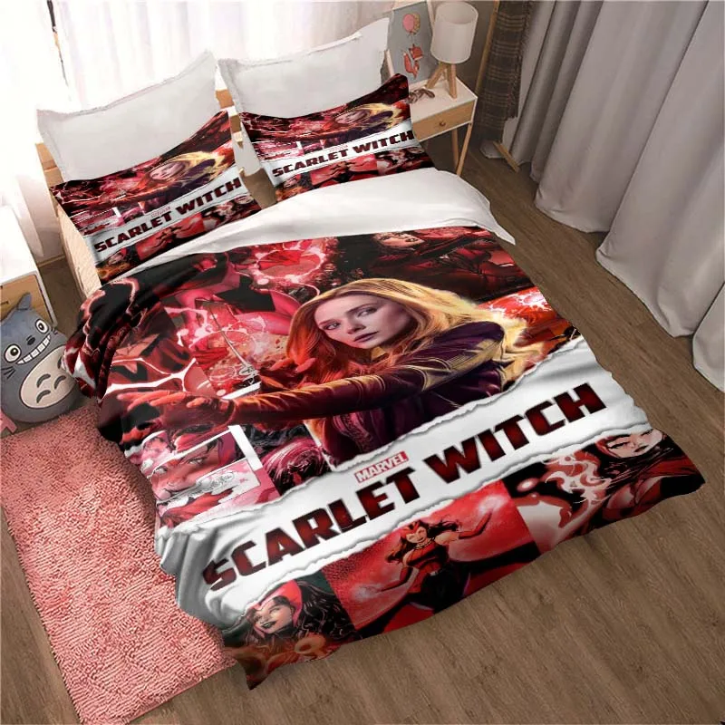 Marvel Comics Scarlet Witch Bedding Set Cute Home Decor Pillow Cases Quilt Covers Gifts Family and Friends Comfortable and Soft