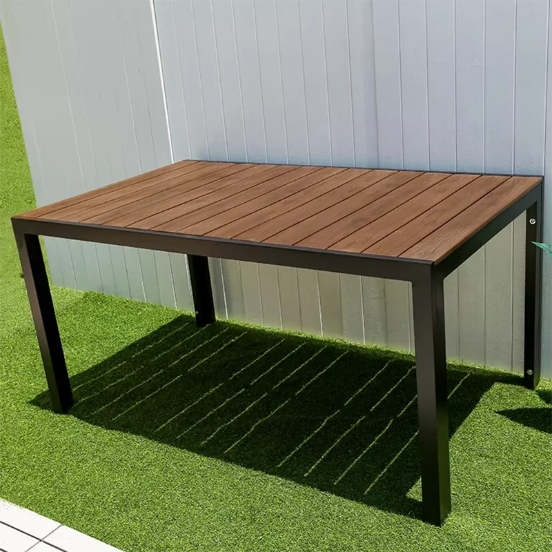 

Outdoor Garden Large 150cm Dining Table for 6-8 Person Wood-plastic Waterproof Table Room Kitchen Hotel Terrace Woodn Urniture