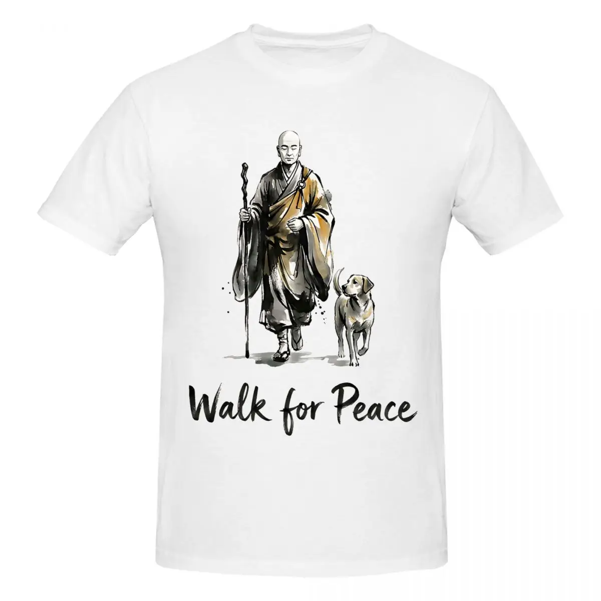 Camiseta Aloka Walk For Peace Monks With Aloka Dog 2026 para hombre, ropa de calle, camiseta de algodón con cuello redondo para hombre