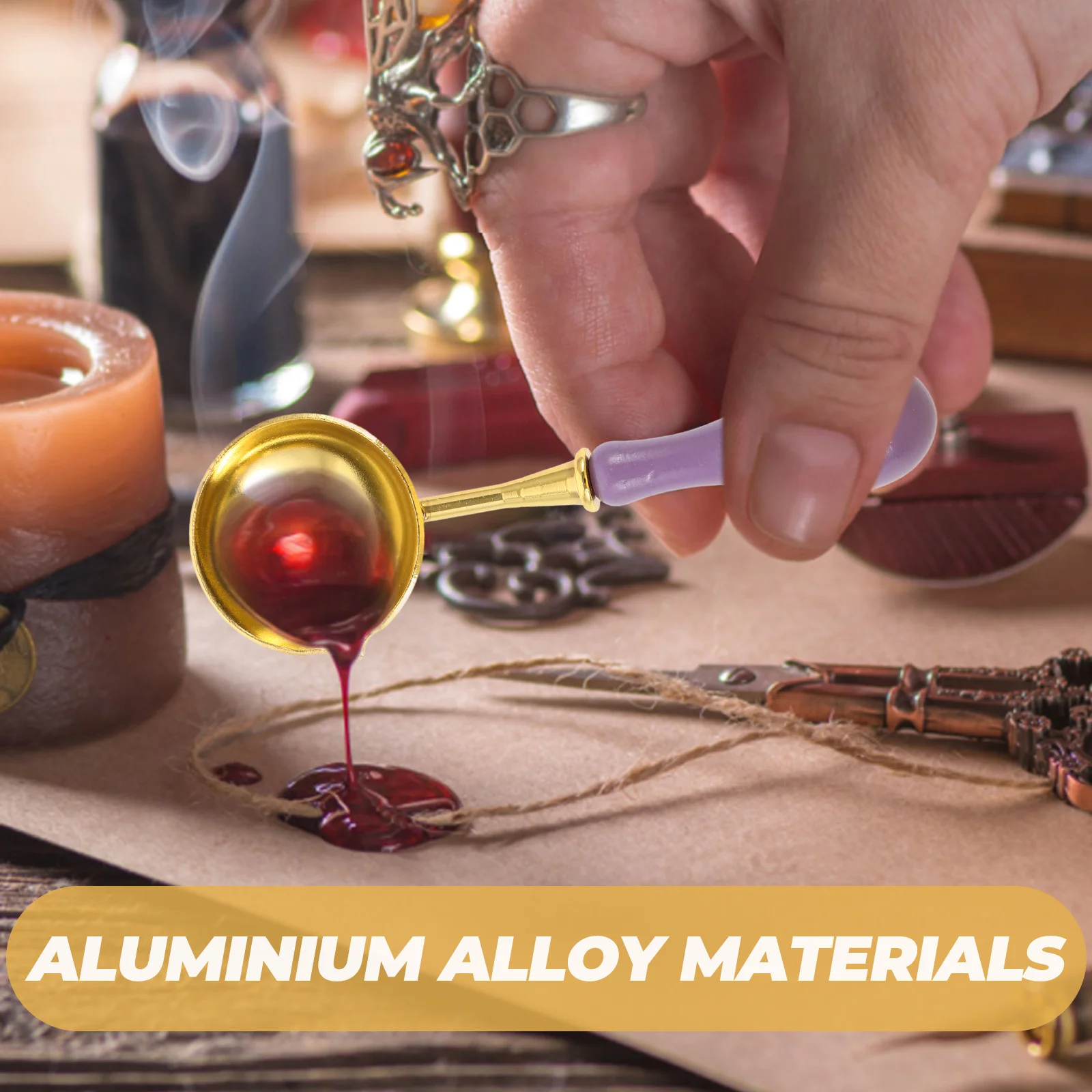

3Pcs Wax Seal Spoon Portable Aluminum Alloy Sealing Stamp Tool Easy to Clean for Envelopes Invitations Gift Packing