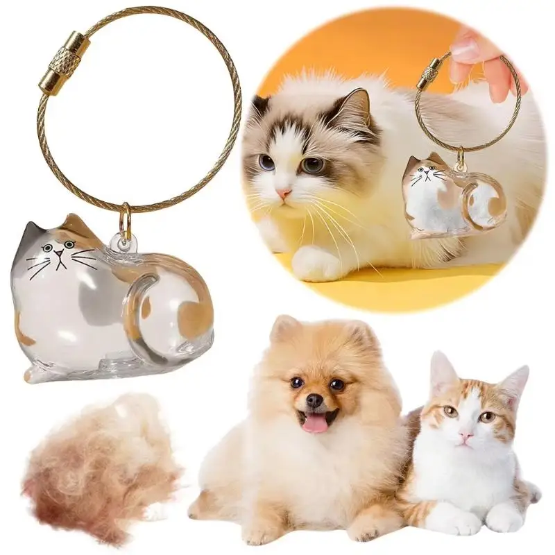 Katzen-Schlüsselanhänger Anhänger für Rucksack Katzenhaar-Aufbewahrungsbox Hängende Katzentasche Haustierpflege-Souvenirs – Detail 7