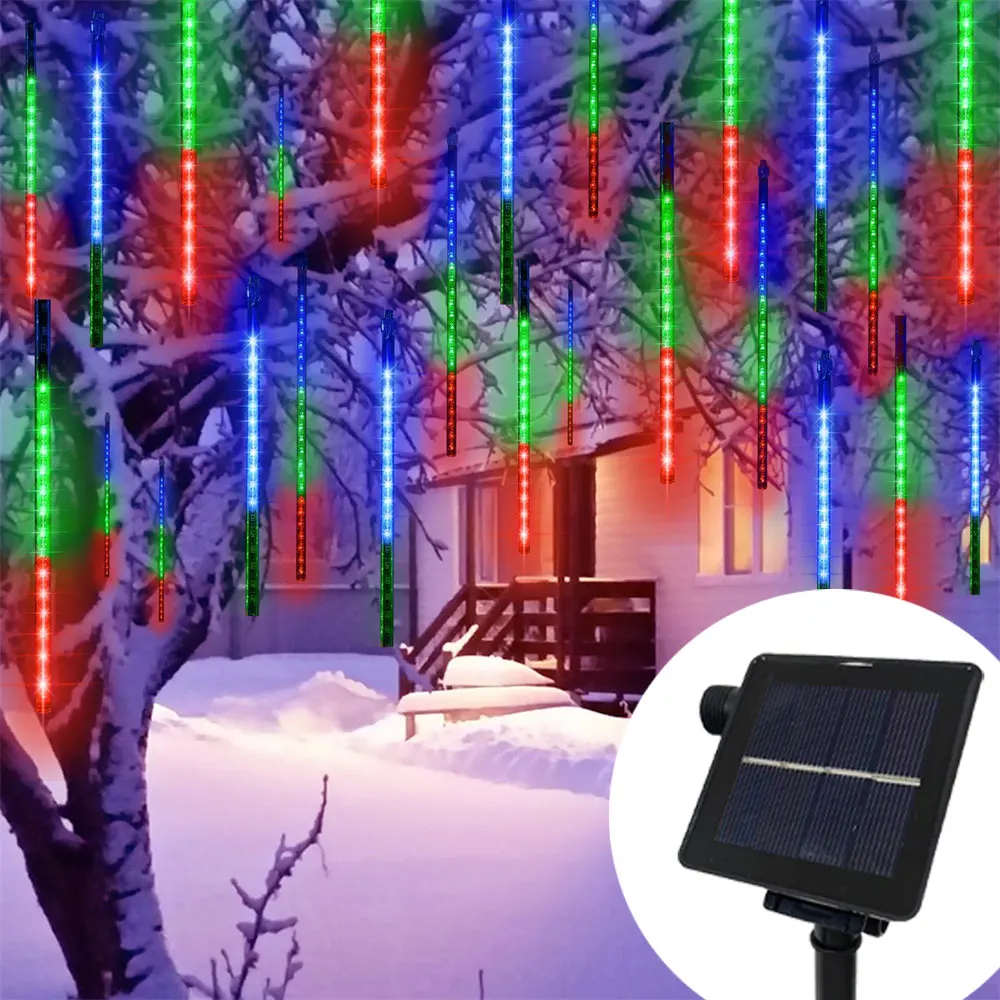 

Solar Meteor Shower Rain Lights 8 Tube 30cm 50cm Led Falling Rain Fairy String Light for Xmas Tree Wedding Party Decoration