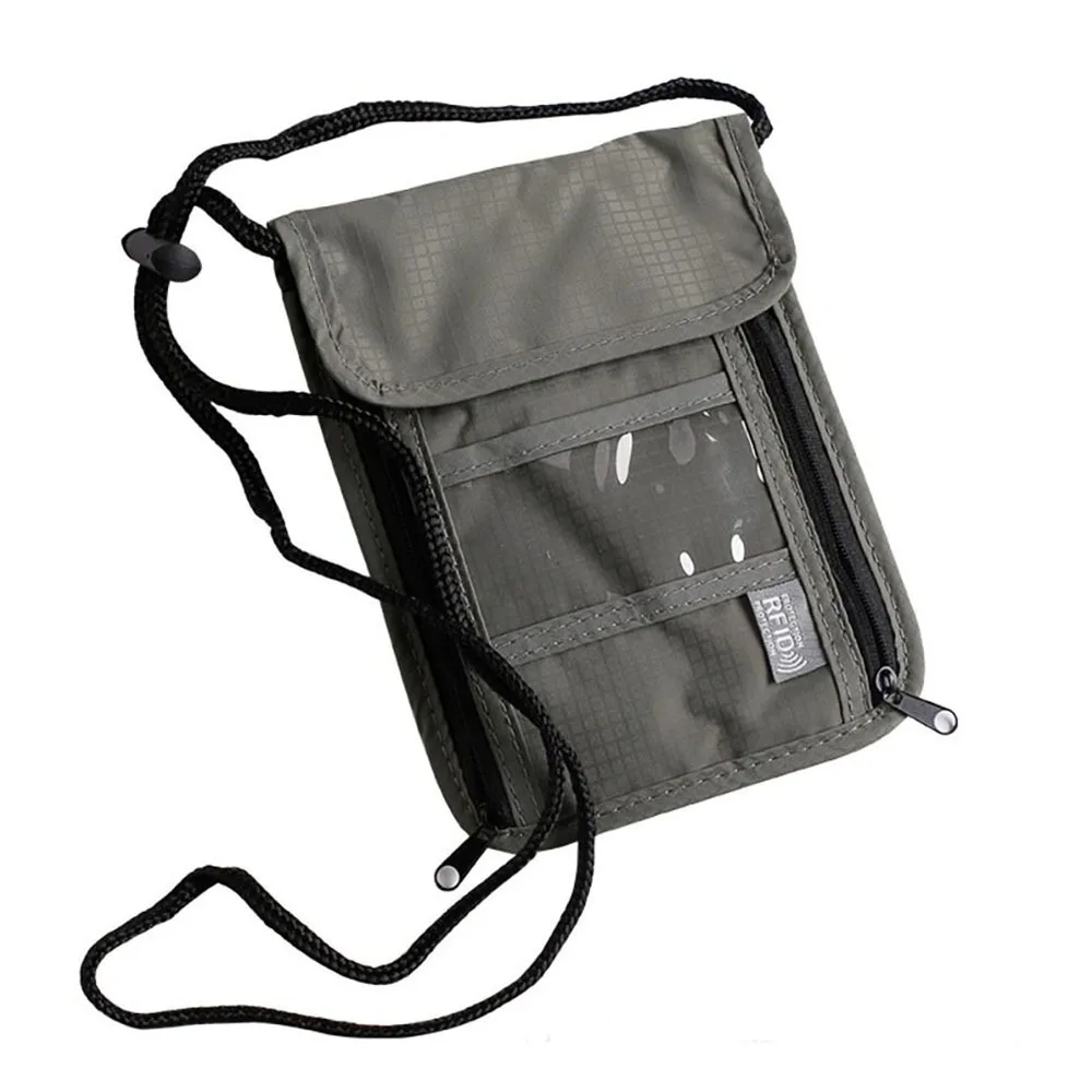 

Unisex Nylon RFID Passport ID Bag Waterproof Multi-Functional ID Credit Card Holder Neck Wallet Travel