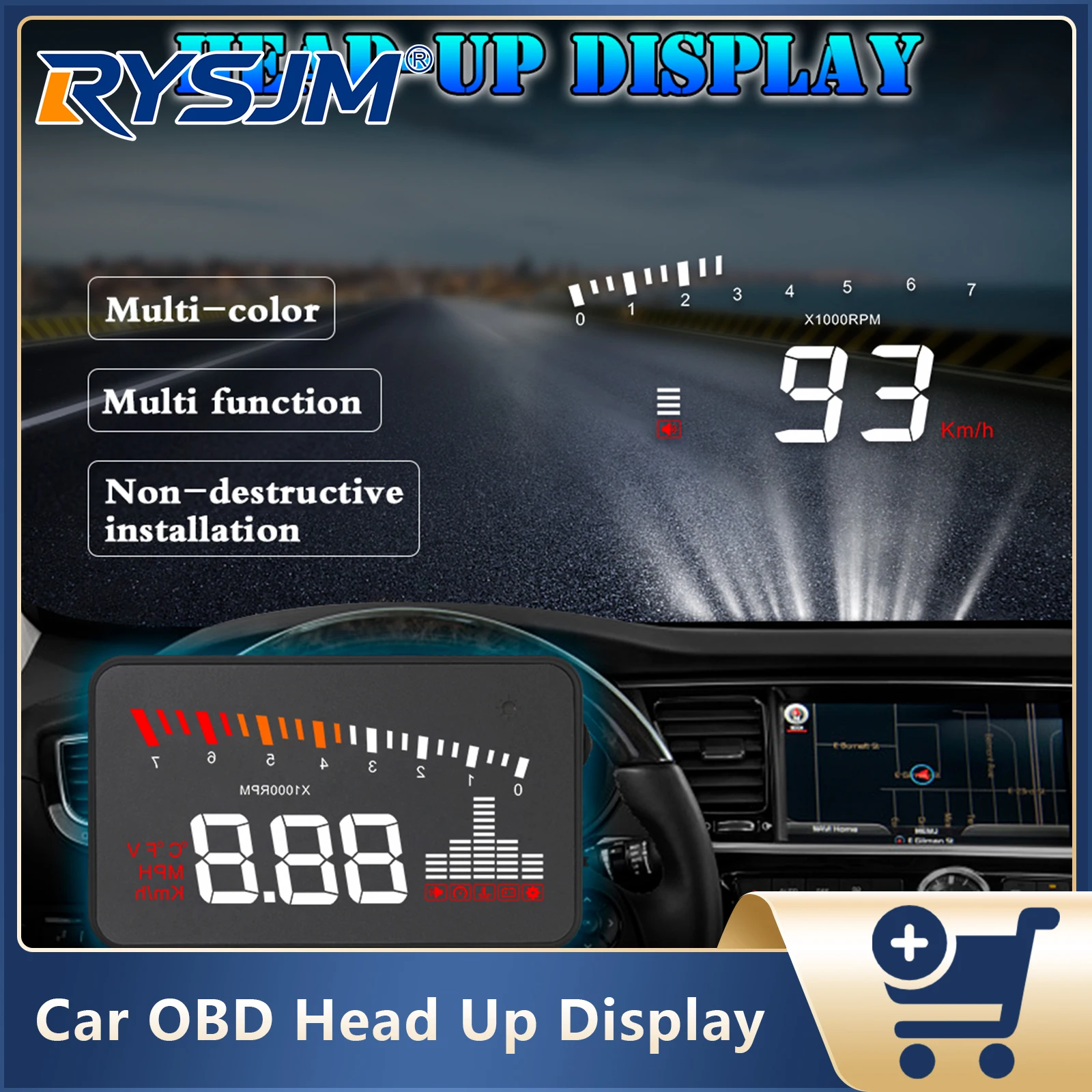 X5 Auto OBD2 Digitaler Tachometer OBD Head-Up-Display Digitaler Drehzahlmesser Wassertemperatur Voltmeter Bordcomputer Auto-Zubehör